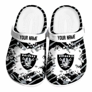 Customized Las Vegas Raiders Zigzag Paint Burst Crocs Best selling