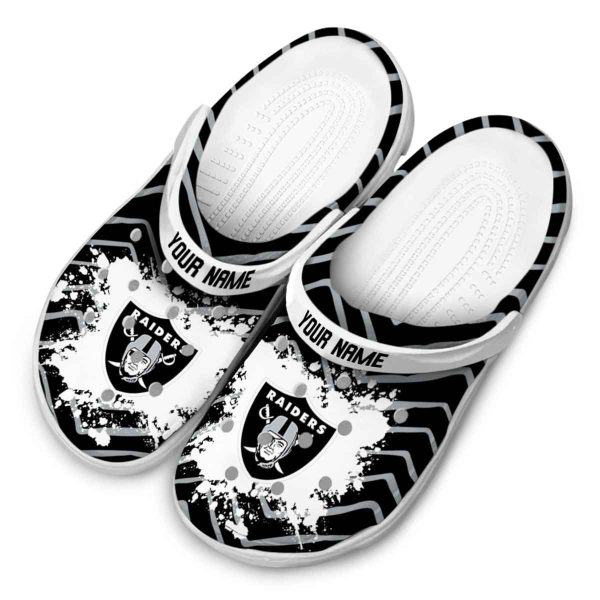 Customized Las Vegas Raiders Zigzag Paint Burst Crocs Trendy