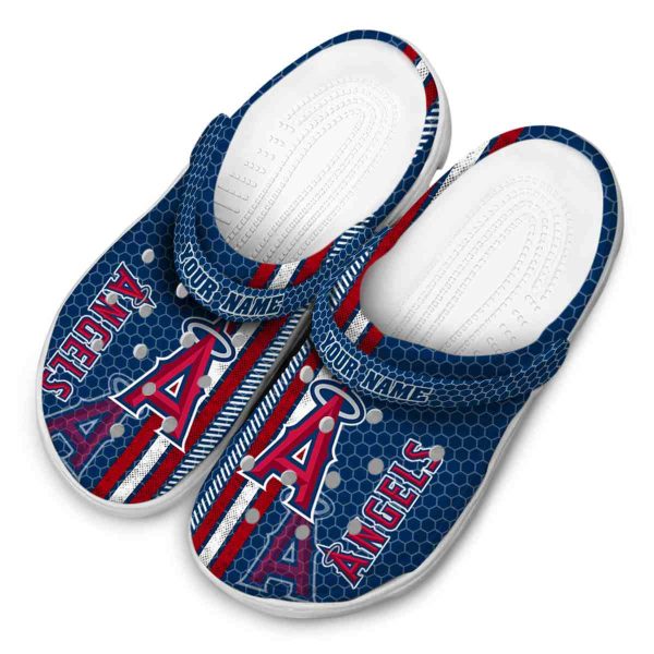 Customized Los Angeles Angels Contrasting Stripes Crocs Trendy
