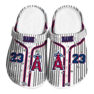 Customized Los Angeles Angels Pinstripe Pattern Crocs Best selling