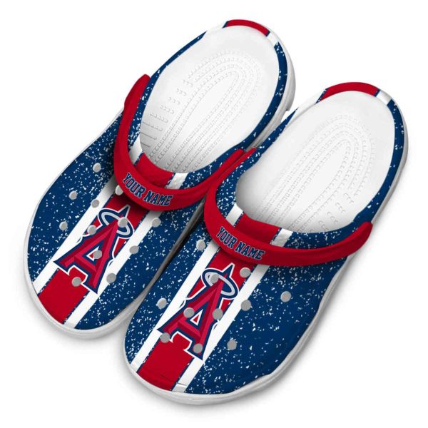 Customized Los Angeles Angels Vertical Stripes Crocs Trendy