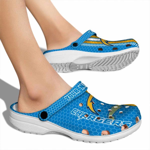 Customized Los Angeles Chargers Contrasting Stripes Crocs High quality