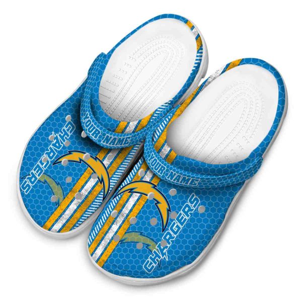 Customized Los Angeles Chargers Contrasting Stripes Crocs Trendy