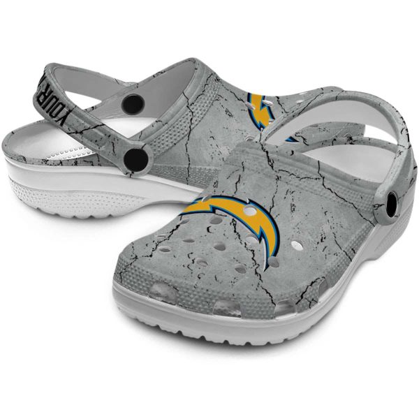 Customized Los Angeles Chargers Cracked Texture Crocs Latest Model