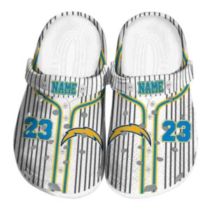 Customized Los Angeles Chargers Pinstripe Pattern Crocs Best selling