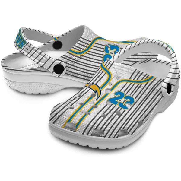 Customized Los Angeles Chargers Pinstripe Pattern Crocs Latest Model