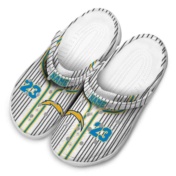 Customized Los Angeles Chargers Pinstripe Pattern Crocs Trendy