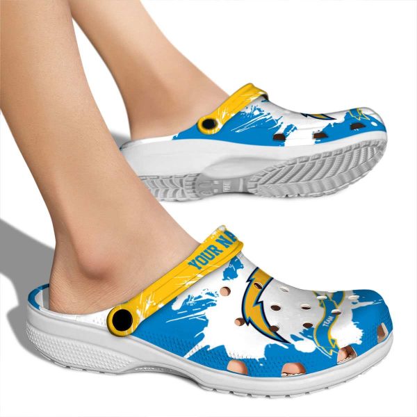 Customized Los Angeles Chargers Splatter Pattern Crocs High quality