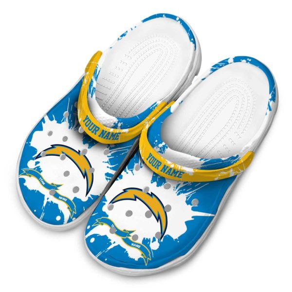 Customized Los Angeles Chargers Splatter Pattern Crocs Trendy