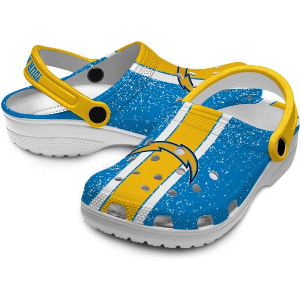 Customized Los Angeles Chargers Vertical Stripes Crocs Latest Model