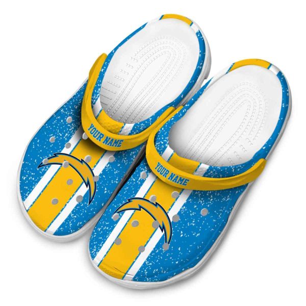 Customized Los Angeles Chargers Vertical Stripes Crocs Trendy