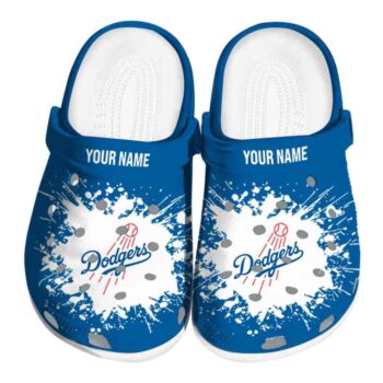 Customized Los Angeles Dodgers Splatter Background Crocs Best selling