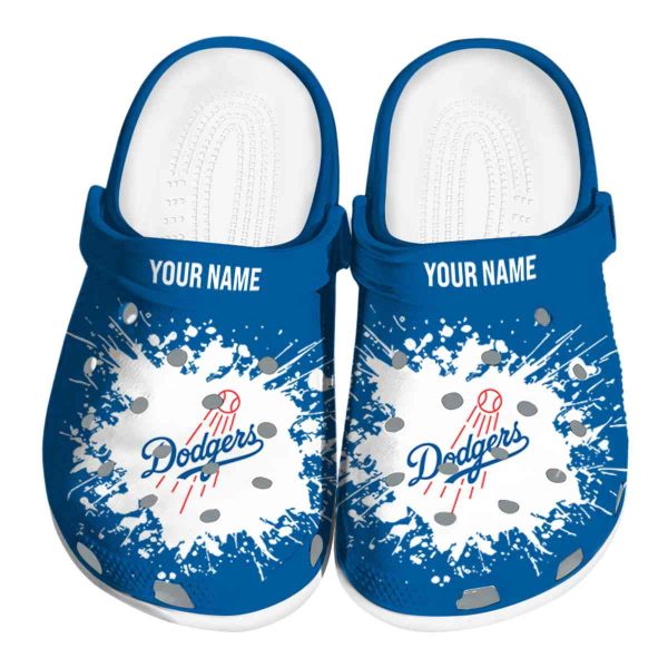 Customized Los Angeles Dodgers Splatter Background Crocs Best selling