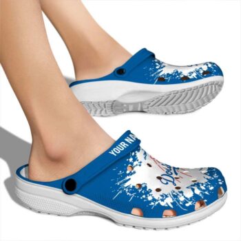 Customized Los Angeles Dodgers Splatter Background Crocs High quality