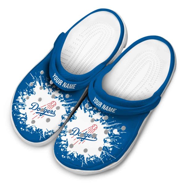 Customized Los Angeles Dodgers Splatter Background Crocs Trendy