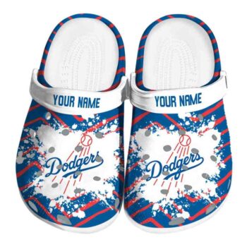 Customized Los Angeles Dodgers Zigzag Paint Burst Crocs Best selling