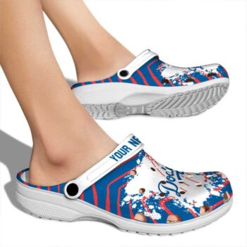 Customized Los Angeles Dodgers Zigzag Paint Burst Crocs High quality