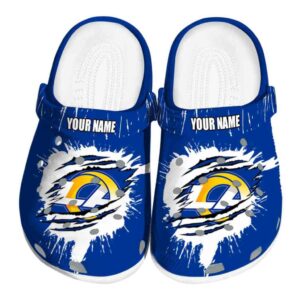 Customized Los Angeles Rams Splash Motif Background Crocs Best selling