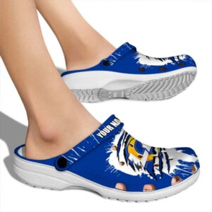 Customized Los Angeles Rams Splash Motif Background Crocs High quality