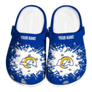 Customized Los Angeles Rams Splatter Background Crocs Best selling