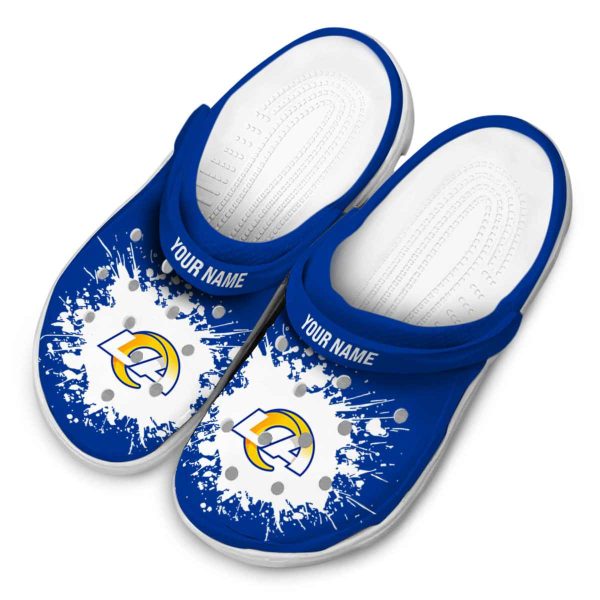 Customized Los Angeles Rams Splatter Background Crocs Trendy