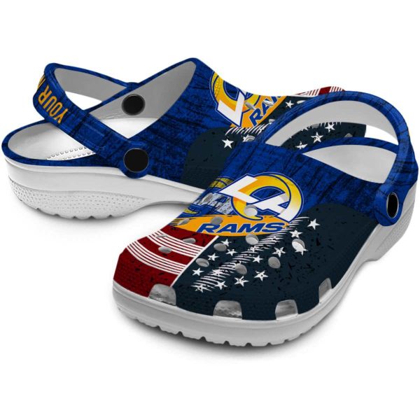 Customized Los Angeles Rams Star Spangled Side Pattern Crocs Latest Model