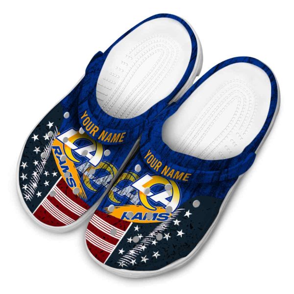 Customized Los Angeles Rams Star Spangled Side Pattern Crocs Trendy