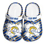 Customized Los Angeles Rams Zigzag Paint Burst Crocs Best selling