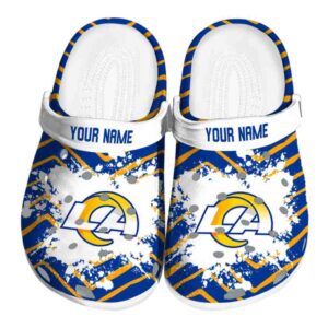 Customized Los Angeles Rams Zigzag Paint Burst Crocs Best selling