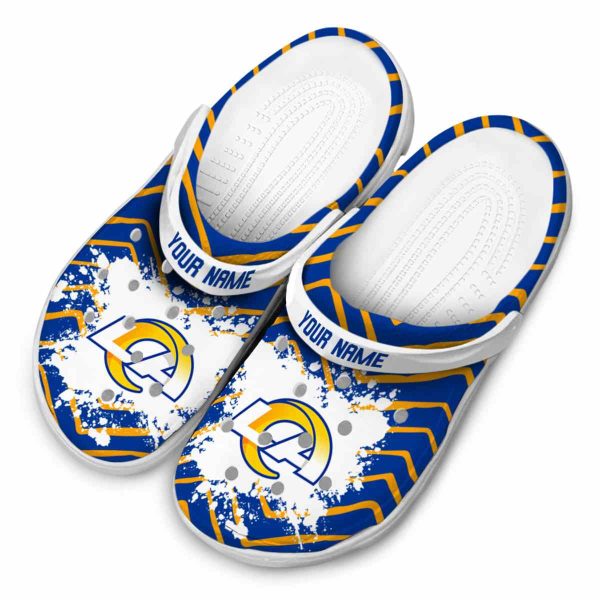 Customized Los Angeles Rams Zigzag Paint Burst Crocs Trendy