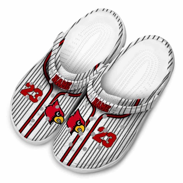Customized Louisville Cardinals Pinstripe Pattern Crocs Trendy