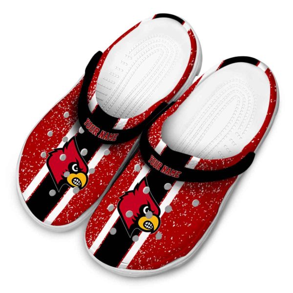 Customized Louisville Cardinals Vertical Stripes Crocs Trendy