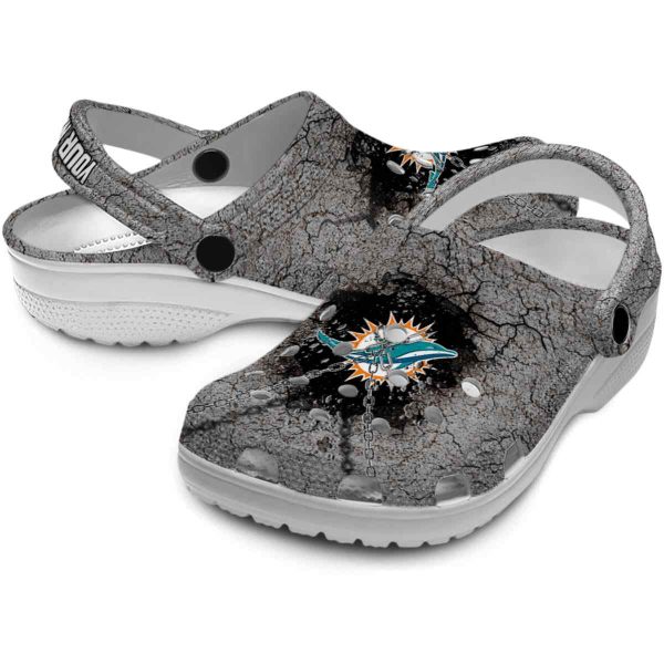 Customized Miami Dolphins Cracked Ground Texture Crocs Latest Model