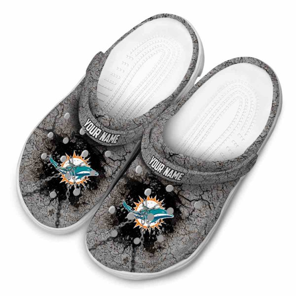 Customized Miami Dolphins Cracked Ground Texture Crocs Trendy