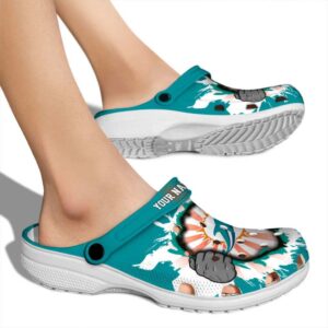 Customized Miami Dolphins Gripping Hand Crocs High quality