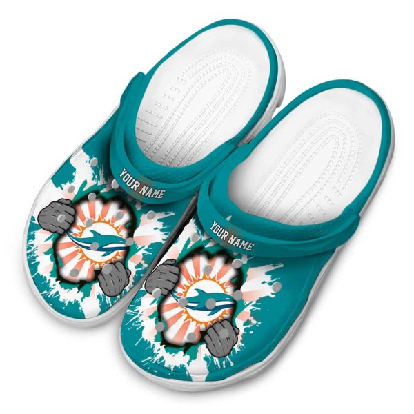 Customized Miami Dolphins Gripping Hand Crocs Trendy
