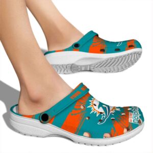 Customized Miami Dolphins Paint Splatter Graphics Crocs High quality