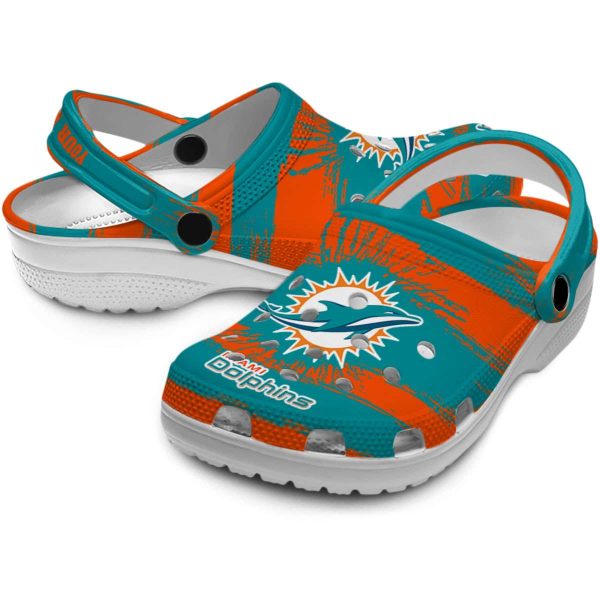 Customized Miami Dolphins Paint Splatter Graphics Crocs Latest Model