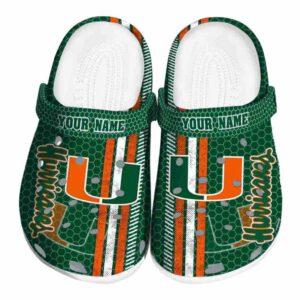 Customized Miami Hurricanes Contrasting Stripes Crocs Best selling