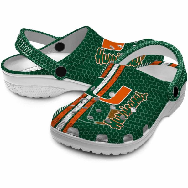 Customized Miami Hurricanes Contrasting Stripes Crocs Latest Model
