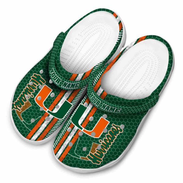 Customized Miami Hurricanes Contrasting Stripes Crocs Trendy
