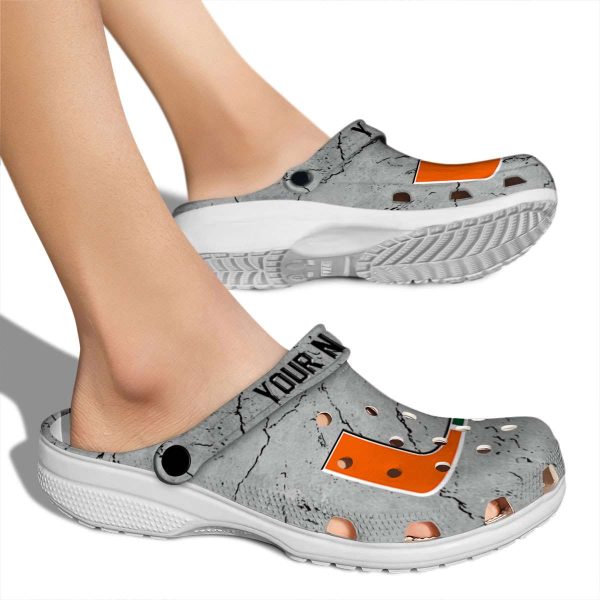Customized Miami Hurricanes Cracked Texture Crocs High quality