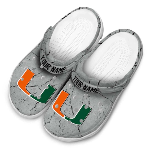 Customized Miami Hurricanes Cracked Texture Crocs Trendy