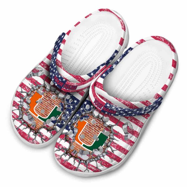 Customized Miami Hurricanes Freedom Splinter Crocs Trendy