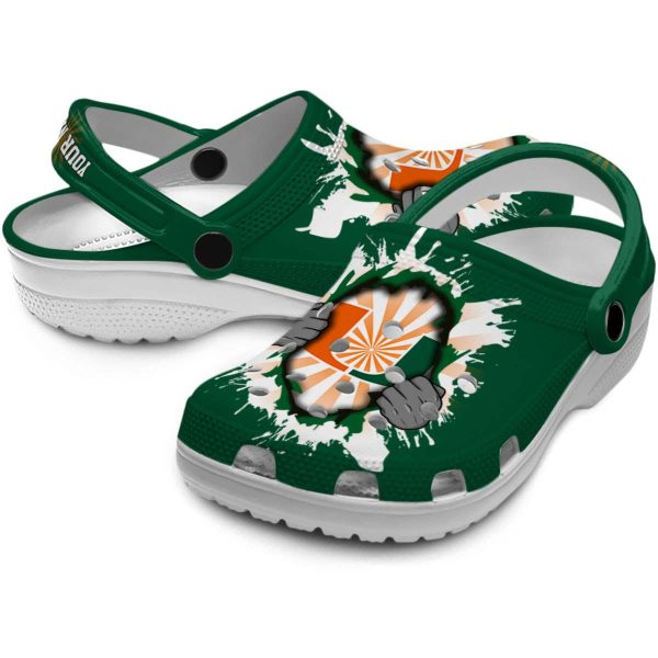 Customized Miami Hurricanes Gripping Hand Crocs Latest Model