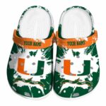 Customized Miami Hurricanes Splatter Pattern Crocs Best selling