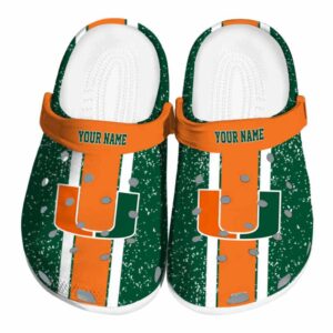 Customized Miami Hurricanes Vertical Stripes Crocs Best selling