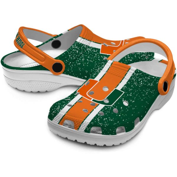 Customized Miami Hurricanes Vertical Stripes Crocs Latest Model