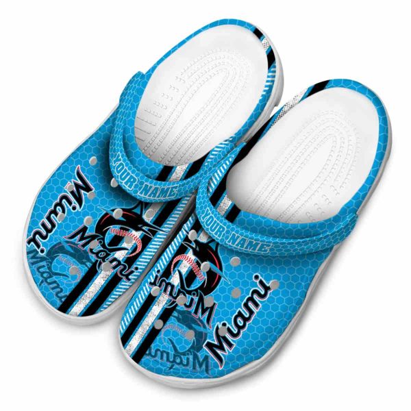 Customized Miami Marlins Contrasting Stripes Crocs Trendy