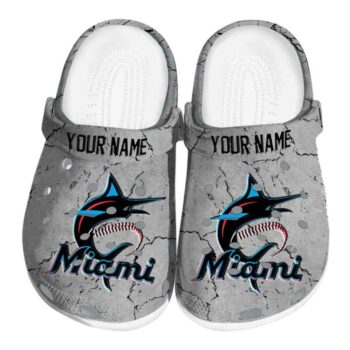 Customized Miami Marlins Cracked Texture Crocs Best selling